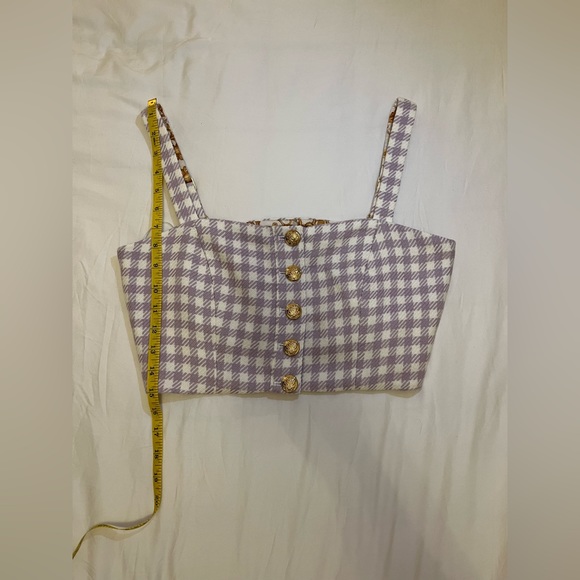 Guess tweed purple/white checkered set. Small top and Xsmall skirt. - Picture 4 of 8